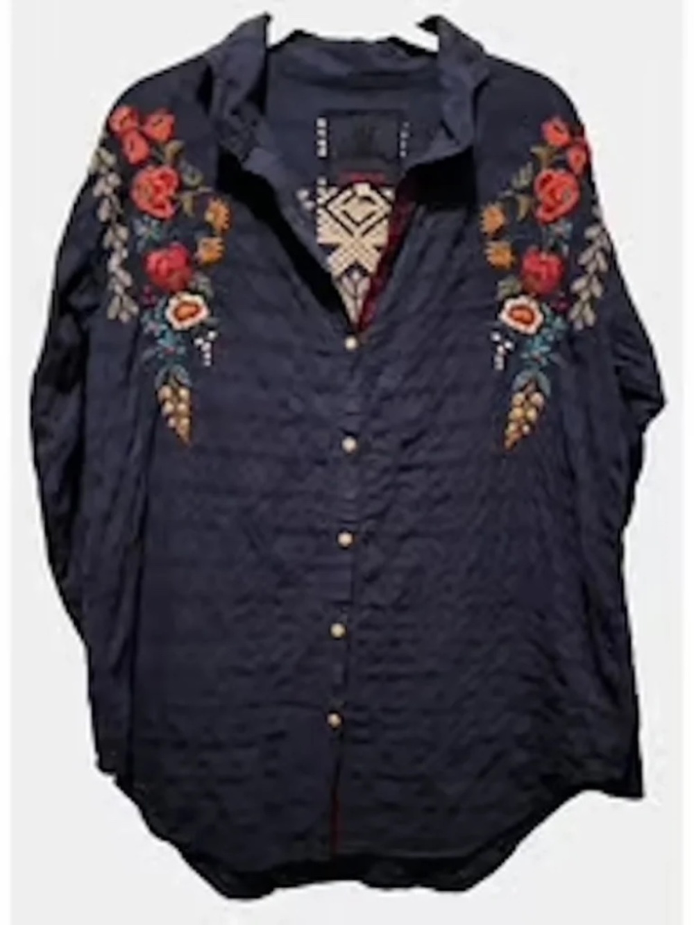 JOHNNY WAS Cotton Embroidered Lightweight top Gorgeous! RARE Find!